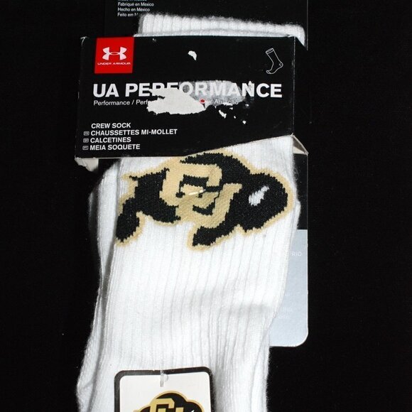Crew Socks Youth L UC Under Armor University of Colorado White NWT 1 pair - Picture 1 of 3
